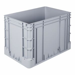 Euro-silver grijze kunststof bak, 600x400x420 mm, dichte grepen