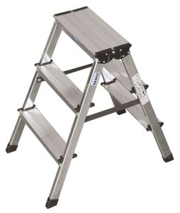 Dubbelzijdige aluminium ladder 2x3 treden, MONTO Dopplo 120328