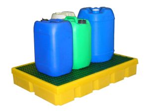 Lekbak voor in stellingen 100 liter, met kunststof rooster