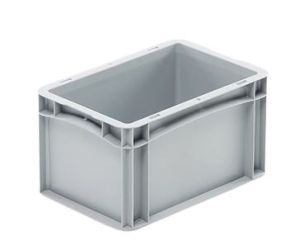 Euro-basic kunststof bak, 300x200x170 mm, 7.2 liter, dichte grepen