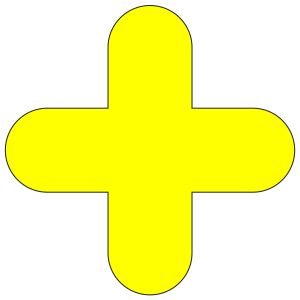 Vloermarkering geel kruis, 10 stuks