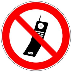 Vloerpictogram - GSM-toestellen verboden (diameter 500 mm)