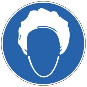 Vloerpictogram - Hoofddeksel verplicht (diameter 500 mm)