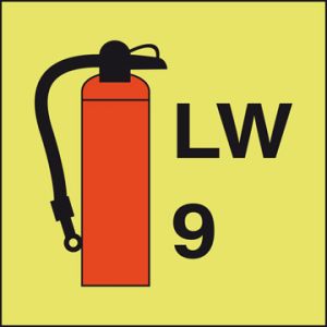 Draagbare brandblusser LW9 150 x 150 mm