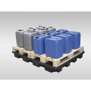 Lekvloer met kunststof rooster, 240 liter, t.b.v 2 europallets