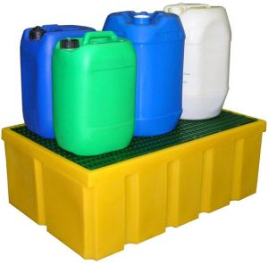 Lekbak voor in stellingen 200 liter, met kunststof rooster