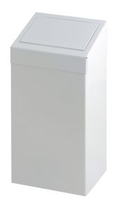 Metalen afvalbak met pushklep, 50 liter (wit)