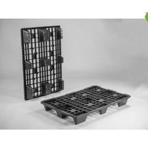 Kunststof pallet 1200x800x153 mm, op 9 poten, perfo dek, zwart