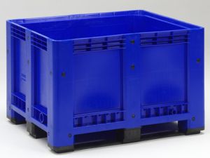 Palletbox op 3 sleden, blauw (1200x1000x760 mm)