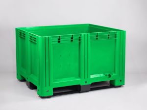 Palletbox op 3 sleden, groen (1200x1000x760 mm)