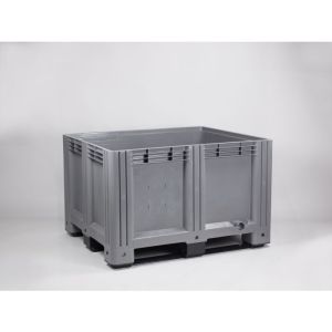 Palletbox op 3 sleden, grijs (1200x1000x760 mm)