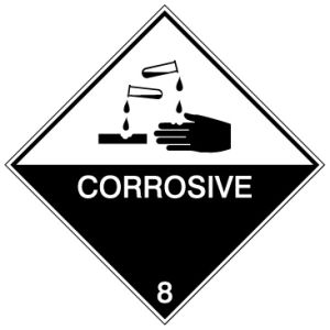 Pictogram voor zeetransport 'Bijtend (corrosief)' (IMDG 8A)