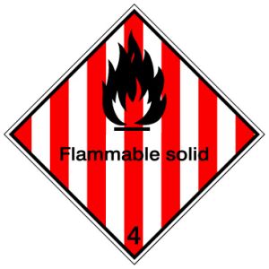Pictogram voor zeetransport 'Brandbare vaste stoffen' (IMDG 4A)