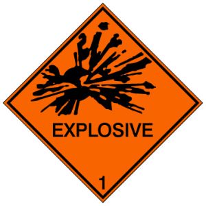 Pictogram voor zeetransport 'Ontplofbare stoffen' (IMDG 1)
