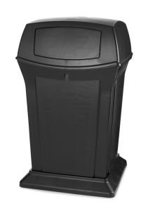 Rubbermaid Ranger container, vierkante container met pushklep, 170,3 liter (kunststof, zwart)