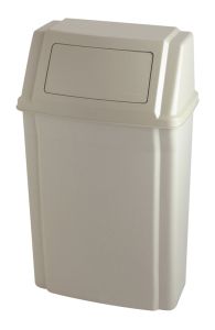 Rubbermaid Slim Jim-wandcontainer, afvalbak met pushdeksel, 56,8 liter (kunststof, beige)