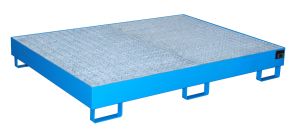 Lekbak met verzinkt rooster voor stelling 1750x1300x250 mm-blauw