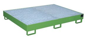 Lekbak met verzinkt rooster voor stelling 1750x1300x250 mm-groen