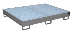 Lekbak met verzinkt rooster voor stelling 1750x1300x250 mm-grijs