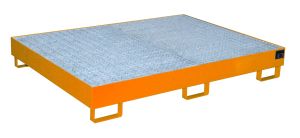 Lekbak met verzinkt rooster voor stelling 1750x1300x250 mm-oranje