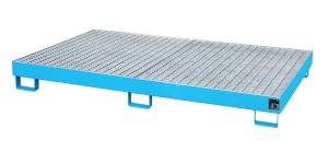 Lekbak met verzinkt rooster voor stelling 2150x1300x225 mm-blauw