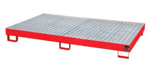 Lekbak met verzinkt rooster voor stelling 2150x1300x225 mm-rood