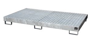 Verzinkte lekbak met rooster voor stelling 2150x1300x225 mm