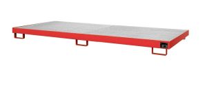 Lekbak met verzinkt rooster voor stelling 3250x1300x192 mm, rood