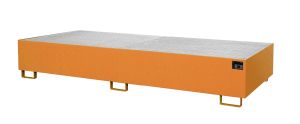 Lekbak met verzinkt rooster voor stelling 3250x1300x380 mm-oranje
