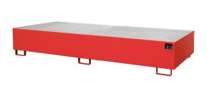 Lekbak met verzinkt rooster voor stelling 3250x1300x380 mm-rood