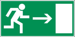 Vloermarkering pictogram 'nooduitgang rechts' 400 x 200 mm
