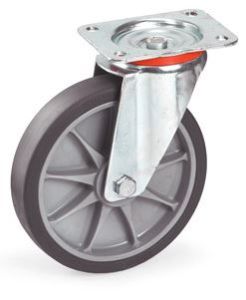 Zwenkwiel, TPE wiel,  Ø 200 mm, 135x110x237 mm