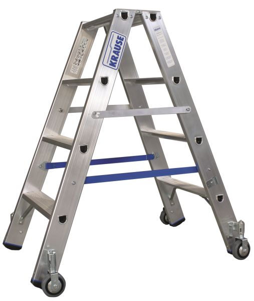 Dubbele trapladder van aluminium, met wielen voordelig kopen | Schäfer Shop